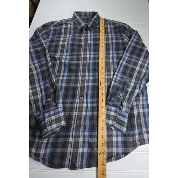 UNTUCKit Mens 2XL NAVY CHECK Wrinkle Free Button Up Long Sleeve Dress Shirt - Picture 5 of 7